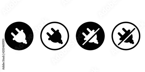 Foto Plug Socket Connect and Disconnect Icon Set, Power Connection Symbols for Apps a