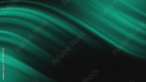 Foto Abstract Grainy Gradient Background with Emerald Green and Black Wavy Lines, Ret