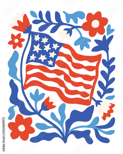 Patriotic Floral American Flag Wreath