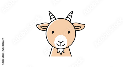 Fotografia Cartoon goat head with horns smiling.