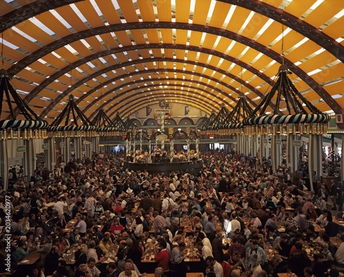 Inside a beer tent Oktoberfest Munich Bavaria Germany