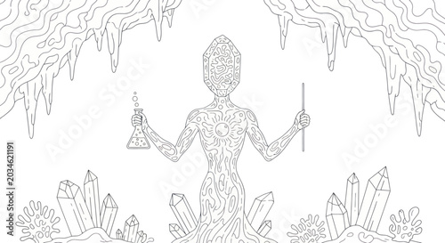 Bilde på lerret Mystical Ice Figure with Crystals in Cave