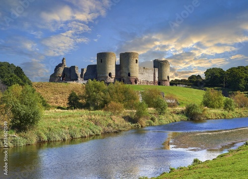 Medieval Rhuddlan Castle, built in 1277 for Edward 1st, next to the River Clwyd, Rhuddlan, Denbighshire, Wales, United Kingdom