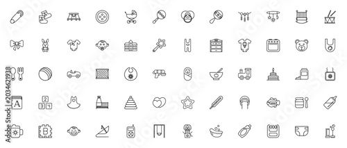 Cuadro en lienzo Newborn baby icon set