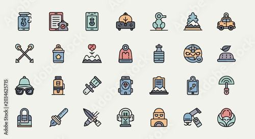 Colorful icon set collection