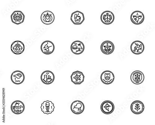 Billede på lærred Oceania Coins icon set