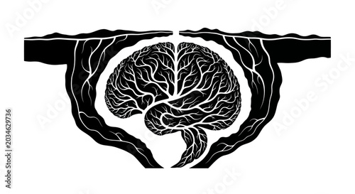 Canvastavla Abstract Brain Illustration - Growth, Ideas, and Mind Power