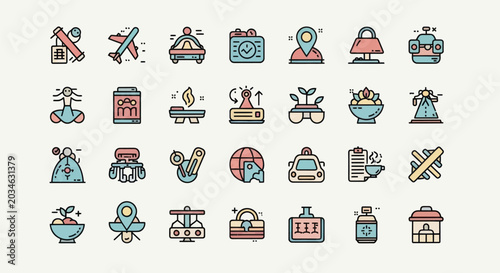 Colorful icon set illustrating various concepts