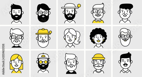 Diverse illustrated people portraits