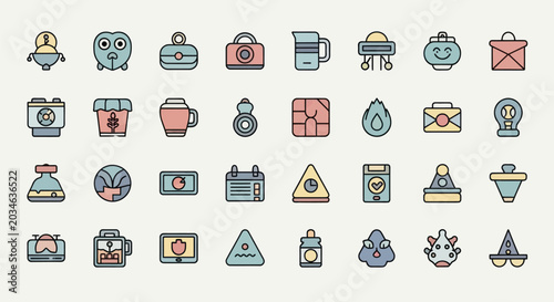 Colorful icon set vector illustrations