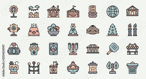 Colorful icons of leisure and entertainment