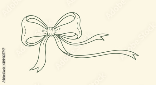 Elegant Hand Drawn Ribbon Bow Sketch Illustration.