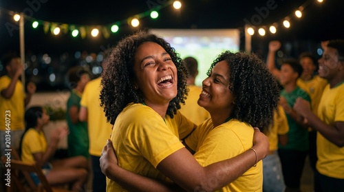 Happy Group of Black Female Friends Laughing and Cheering Together in a Cozy Living Room