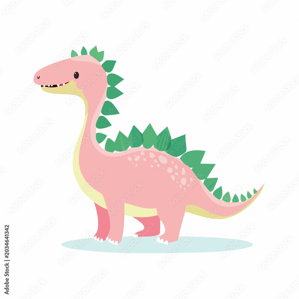 Fototapeta premium Cute Pink Dinosaur Illustration