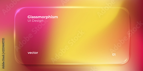 Glassmorphism neon gradient UI background, frosted glass abstract panel vector template