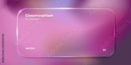 Glassmorphism soft pink purple UI design background, transparent glass card vector with smooth gradient