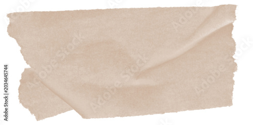 Crinkled beige paper envelope with jagged torn edge isolated on transparent background