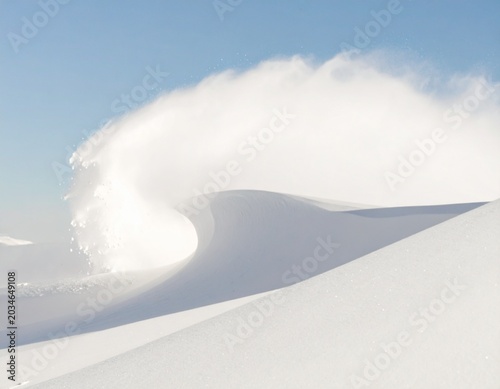 A beautiful wave of fresh powder snow in the mountains