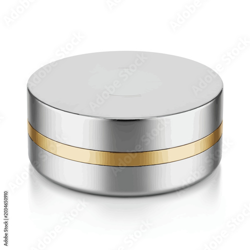 Elegant silver and gold cosmetic jar with lid