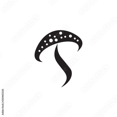 This logo features a minimalist mushroom illustration with a modern and elegant design.