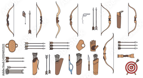 Foto Archery Equipment Collection: Bows, Arrows, Quivers, Targets, and Accessories