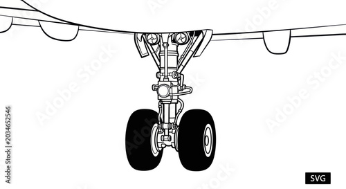 Cuadro en lienzo Airplane Landing Gear Line Art Illustration