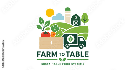 Farm to Table Concept Logo Illustration For Food Branding.