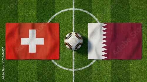Switzerland vs qatar soccer flags