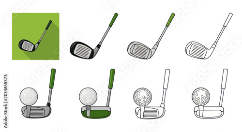 Bild auf Leinwand Golf Club and Ball Vector Icons and Illustrations Set