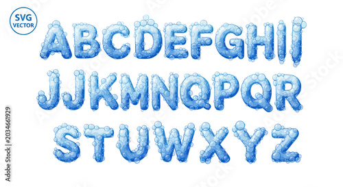 Frozen Alphabet Letters, Ice Balloons, Winter Font, Cold Blue Characters