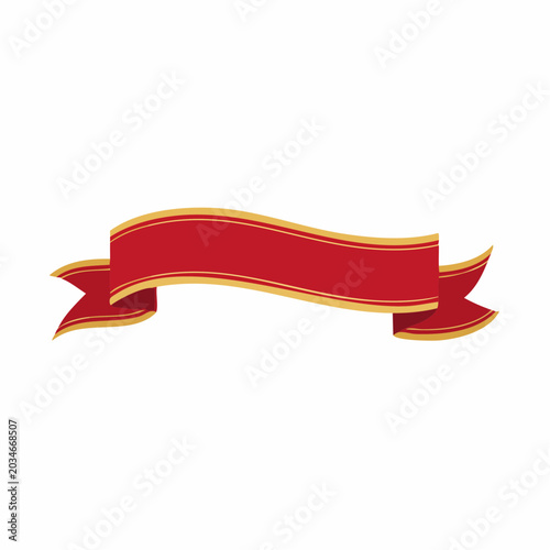 Red Ribbon Banner with Gold Trim