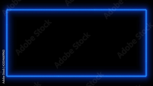Neon glow border animation with futuristic luminous frame effect for digital overlay and motion graphics video