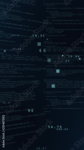 Complex data code matrix on abstract futuristic digital screen