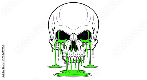 Tableau sur toile Melting Skull with Green Goo Dripping