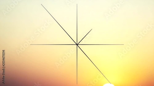Time lapse of sunrise with rotating clock hands over gradient sky background.
