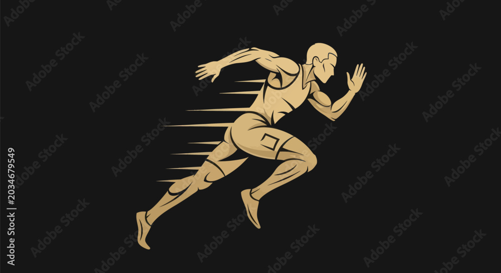Obraz premium Running athlete silhouette on black background
