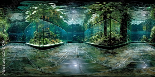 Plakat Fictional 360 equirectangular surreal architectural interior panorama