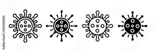 Foto Diverse graphic collection of virus cells and disease pathogen symbols