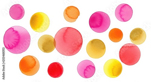 Vibrant Watercolor Circles Abstract Background.