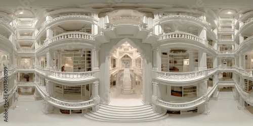 Obraz na płótnie Fictional 360 equirectangular surreal architectural interior panorama