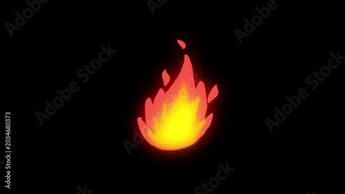 Simple fire element 2d animation vfx with cartoon, flat doodle  style and glow effect, suitable for video burn reveal, game and animation, alpha channel only 4k.
