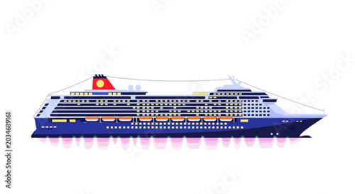 Tableau sur toile Luxury Cruise Ship Sailing on Water, Ocean Liner, Passenger Vessel, Travel Vacat