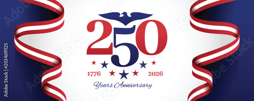 Photos USA 250 years anniversary 1776 - 2026 celebration design with flag and eagle