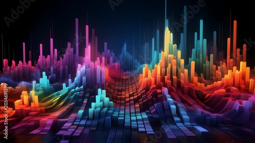 Vibrant Abstract Digital Data Waveform 4K Generative AI