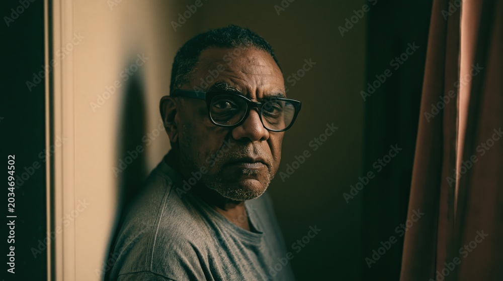 Obraz premium Family Caregiver Burnout Older Black Man Service
