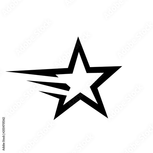 Fotografie Minimalist black star logo icon featuring dynamic speed lines