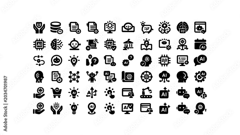 Obraz premium Compact icon collection for technology systems, digital interface, and web applications.