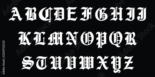 Schilderij op canvas Alphabet with old english gothic font
