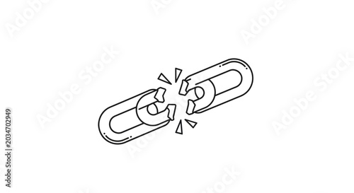 Broken Chain Link Symbol - Disconnection and Failure Concept