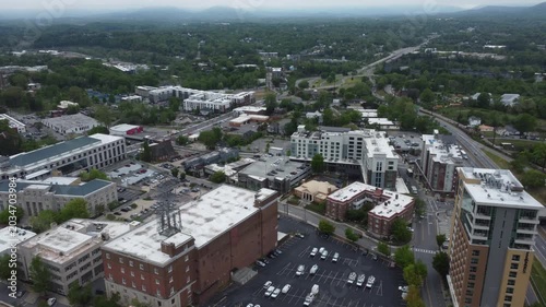 Static drone shot of Asheville North Carolina